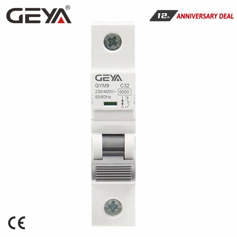 

GEYA GYM9 1P MCB 6A-63A Din Rail 220V 400V Circuit Breaker AC Type 6KA Breaking Capacity C Curve