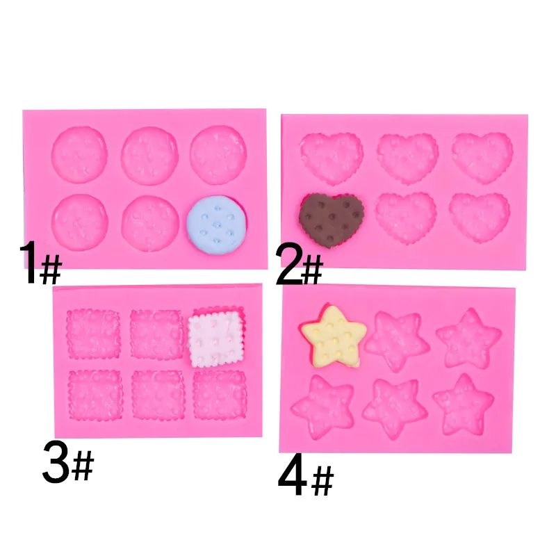 Mini Biscuit Love Five-Pointed Star Round Square Cheese Chocolate Silicone Mold Cone Ice Cream Decoration Mould A42
