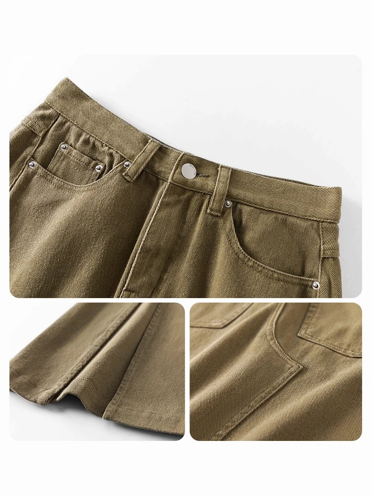 Юбка женская джинсовая средней длины с разрезом и высокой талией - купить по