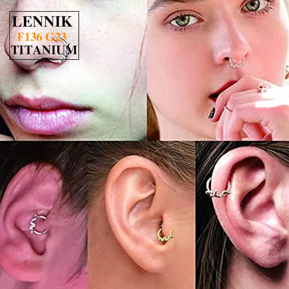 G23 Titanium Hinged Segment Hoop Rings Daith Earring Hoop 16G Tragus Helix Rings Cartilage Piercing Septum Clicker Body Jewelry