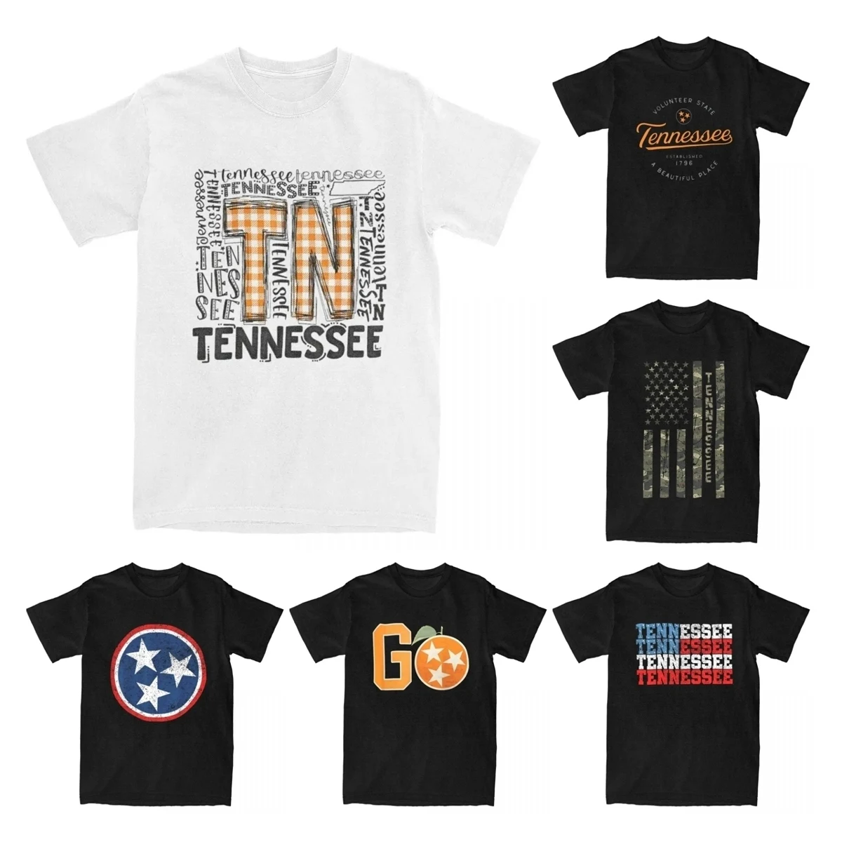 Футболки Мужские оранжевые в клетку с флагом штата теннессе 100% хлопок