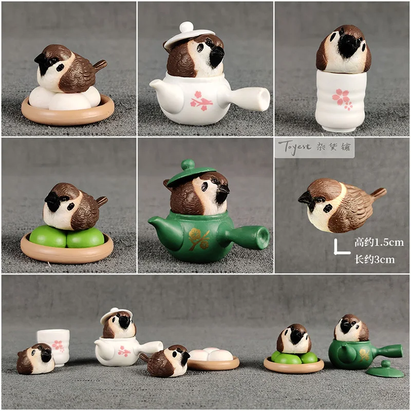 

Creative Ornament Series Sparrow and Japanese Refreshment Cute Action Figure Decoration Model Ornament Toys