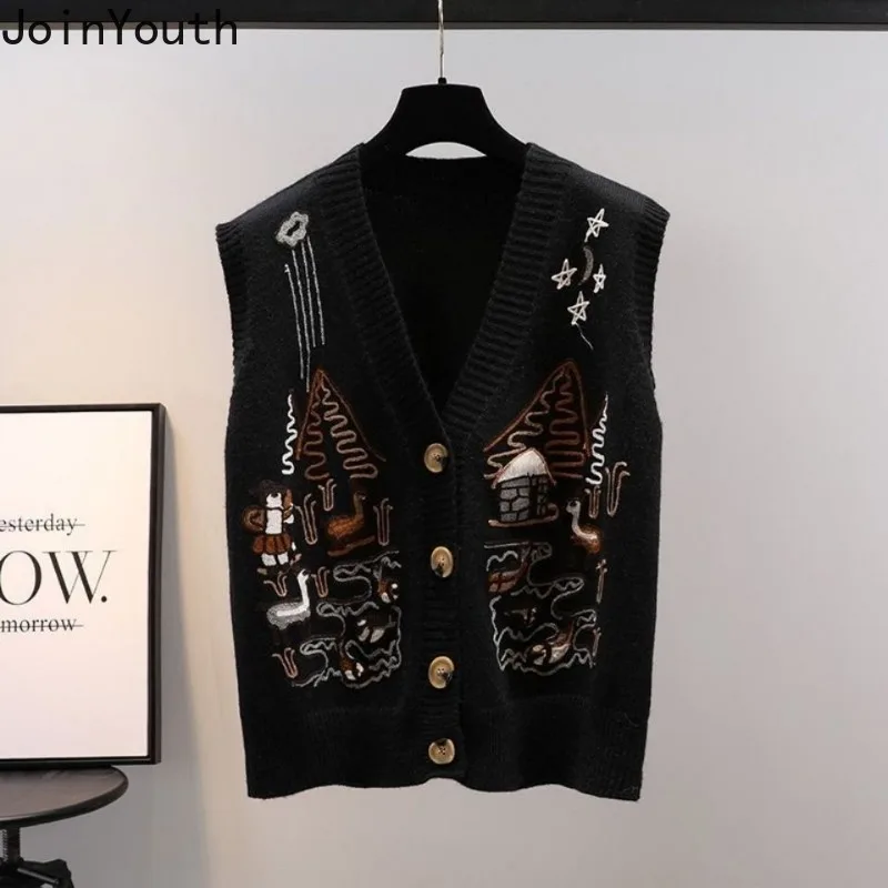 2024 женская одежда вязаный свитер жилет пальто утепленный теплый Chalecos Para Mujer