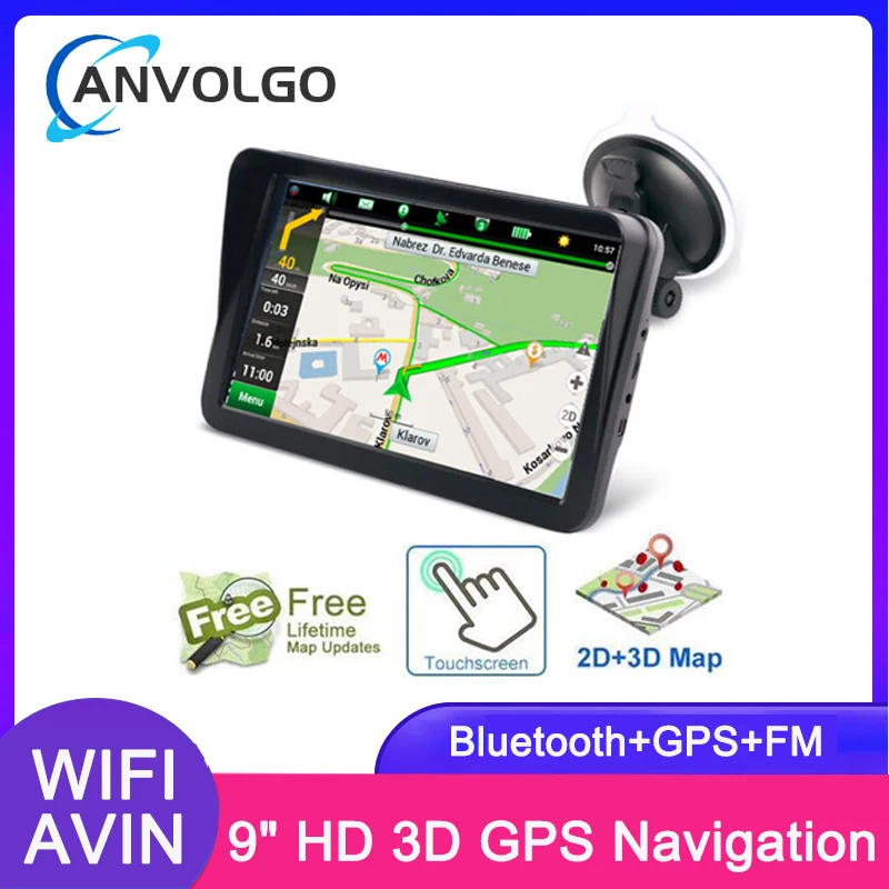 

9 Inch HD Vehicle GPS Truck Car GPS Navigation FM Bluetooth AVIN upport Rearview Camera 8G 256MB latest free map