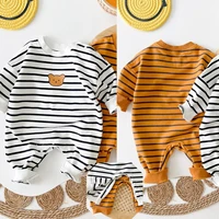 autumn baby boy kids rompers cartoon bear striped cotton newborn clothes jumpsuit infant stripe costume outfits twin baby sets