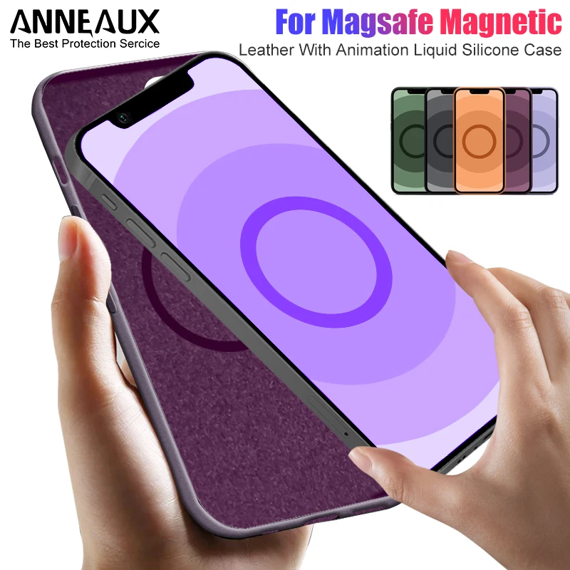 

Магнитный жидкий силиконовый чехол с анимацией Для Magsafe для iPhone 13 Pro Max Mini, беспроводной зарядный чехол, кожаный защитный чехол