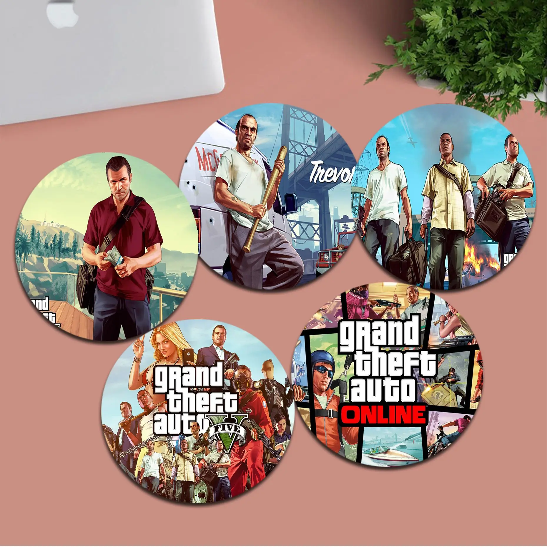 

Grand Theft Auto Game Mousepad Animation Round Big Promotion Table Mat Student Mousepad Computer Keyboard Pad Games Pad For