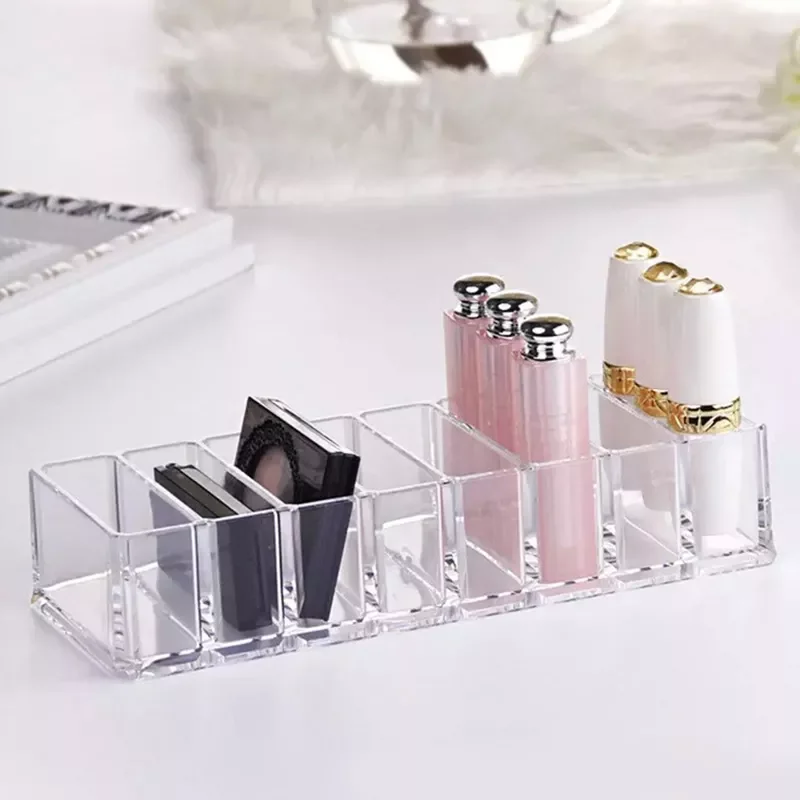 

8 Grid Lipstick Box Acrylic Makeup Organizer Storage Box Lipstick Nail Polish Display Stand Holder Cosmetic Organizer Box