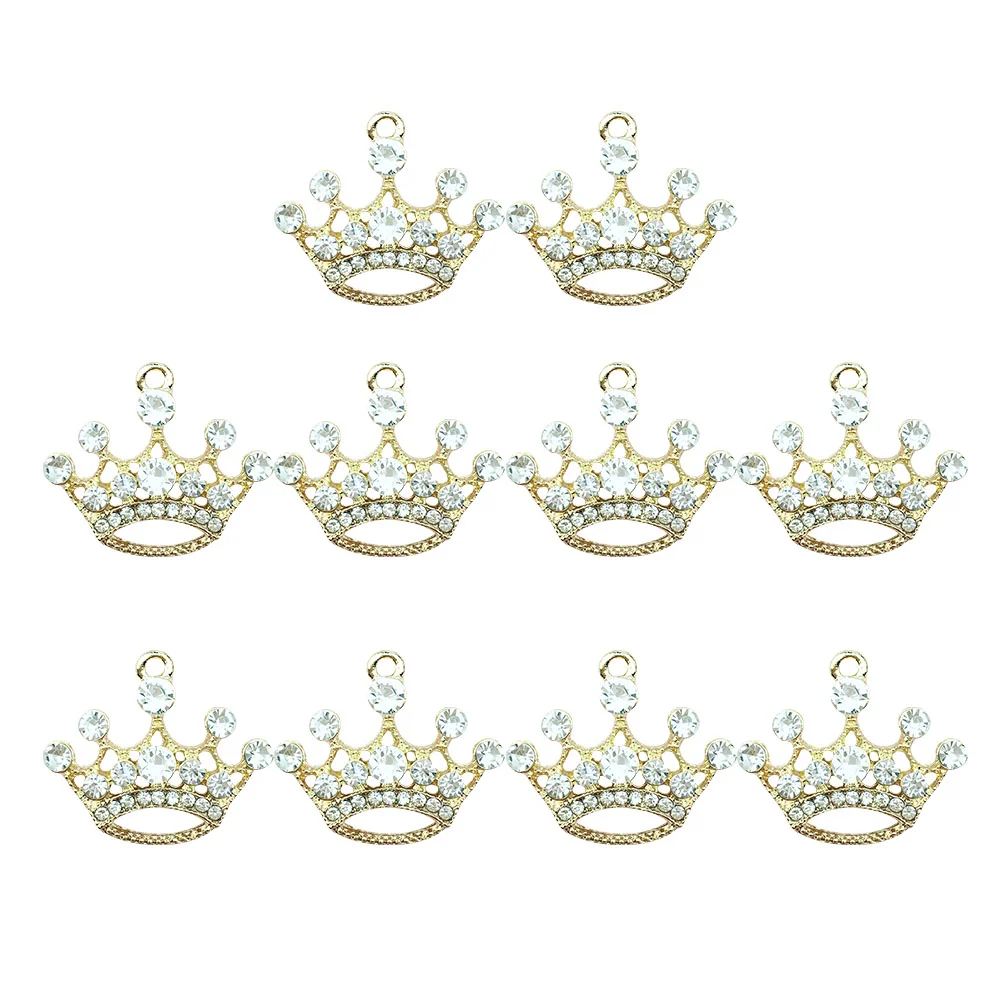 

10 Pcs Small Diamond Crown Pendant DIY Alloy Accessories Diamond Jewelry Ornament Accessories ( )