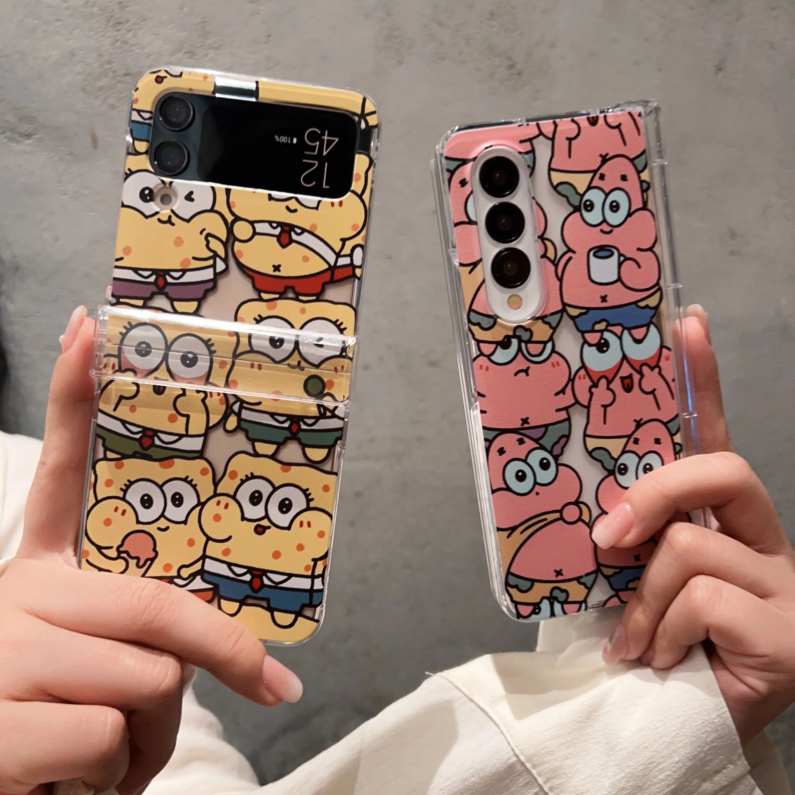 

spongebobs Patricks Stars cartoon Case for Samsung Galaxy Z Flip 3 4 Hard PC Back for z fold 3 4 Case Protective Shell