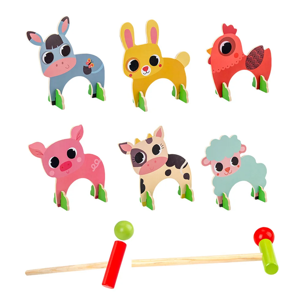 

1 Set Croquet Game Set Cartoon Croquet Wooden Mallet Colored Sports Educational Parent Child Interactive for Lawn Backyard