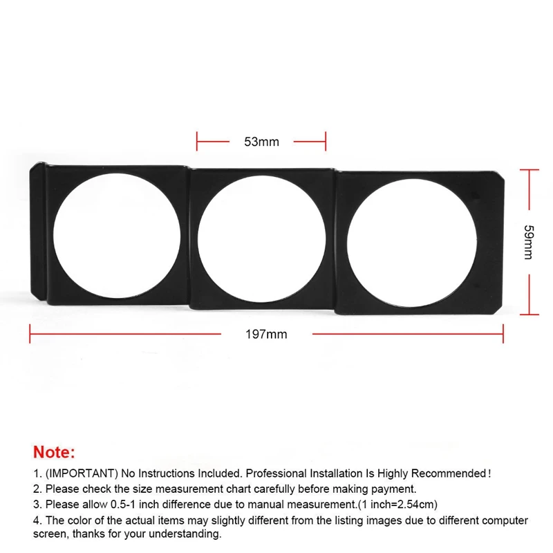 Triple 52mm x 3 Gauge Holder Pod Panel - Standard Stereo Radio Slot Single Din Universal |