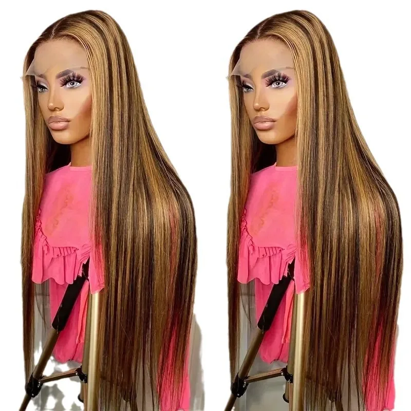 Женский модный парик Wig Girl, прямой парик с мелированием, хит продаж в Африке, прямой парик Piano Color с фронтальным кружевом, полный комплект на всю голову (art.: 3920da44525fc) - 3920da44525fc