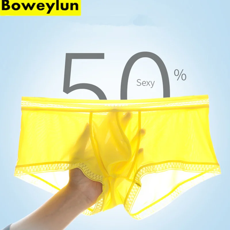 

Boweylun Summer Ice Silk Panties Men's 3D U Convex Bag Breathable Skin-friendly Refreshing Quick Dry Translucent Boxer Briefs