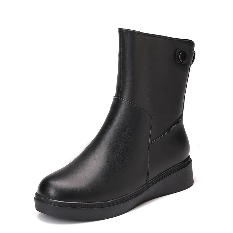 AIYUQI Women Winter Boots Non Slip 2023 New Genuine Leather Women Ankle Boots Natural Wool Warm Large Size Mom Snow Boots Women