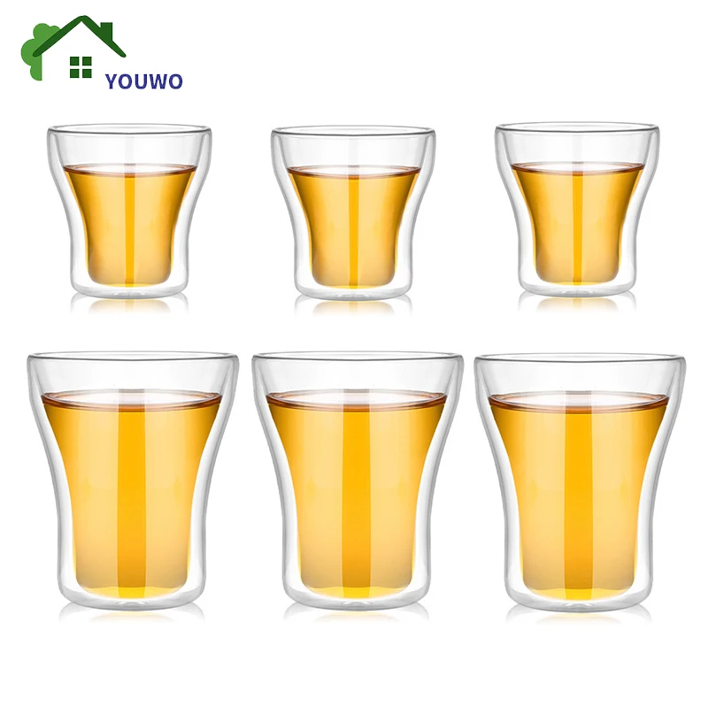 Набор стеклянных чашек ручной работы с двойными стенками 80/200 мл - Цена: 3513.74