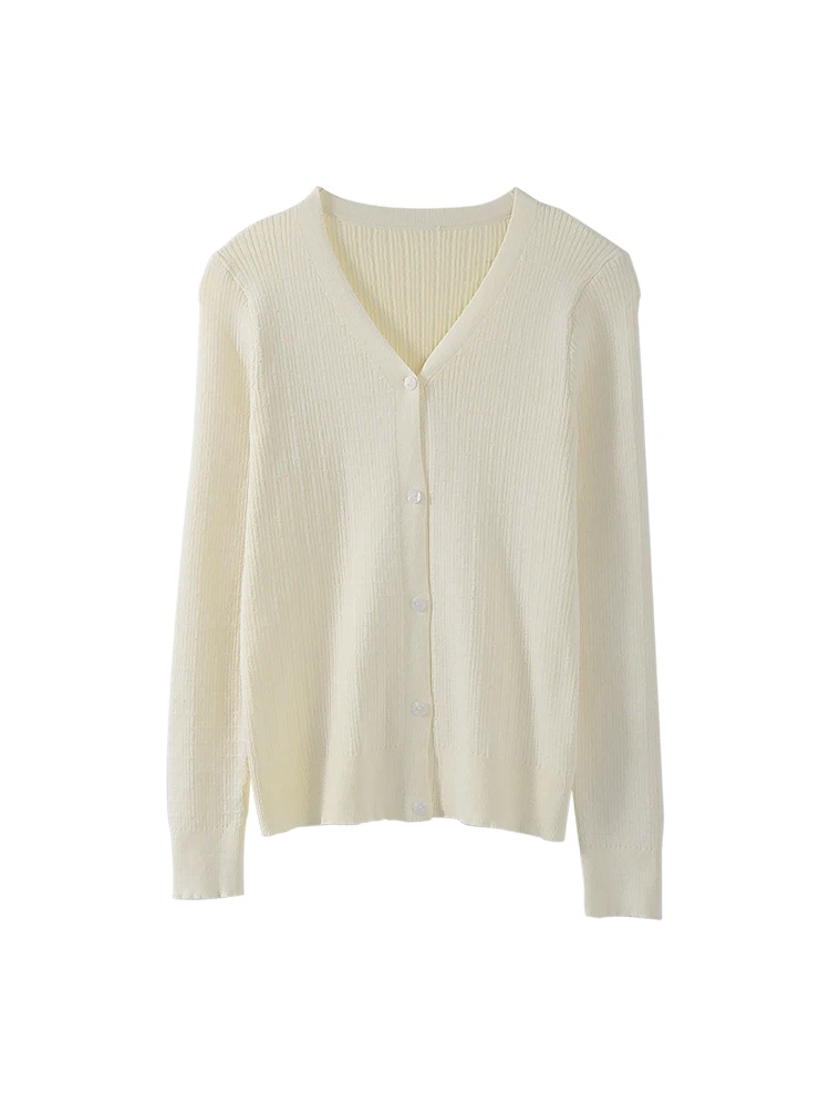 Черный вязаный кардиган с v-образным вырезом для женщин осень и зима 2024 новинка