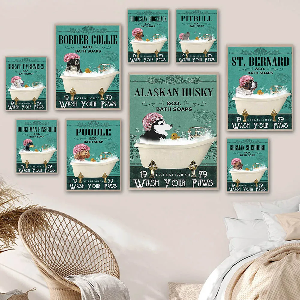 Винтажная животная Картина на холсте модная Настенная картина для ванной