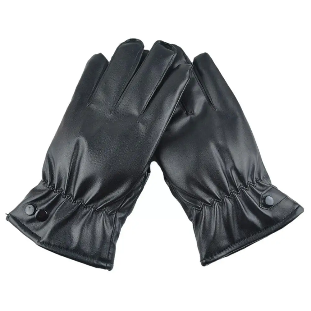 

Men's Gloves Black Winter Mittens Keep Warm Screen Guantes Male Winter Female Outdoor Leather Driving Pu Gloves M7q6