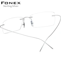 fonex sterling silver s800 glasses frame men 2022 new prescription rimless eyeglasses optical spectacles eyewear fs001