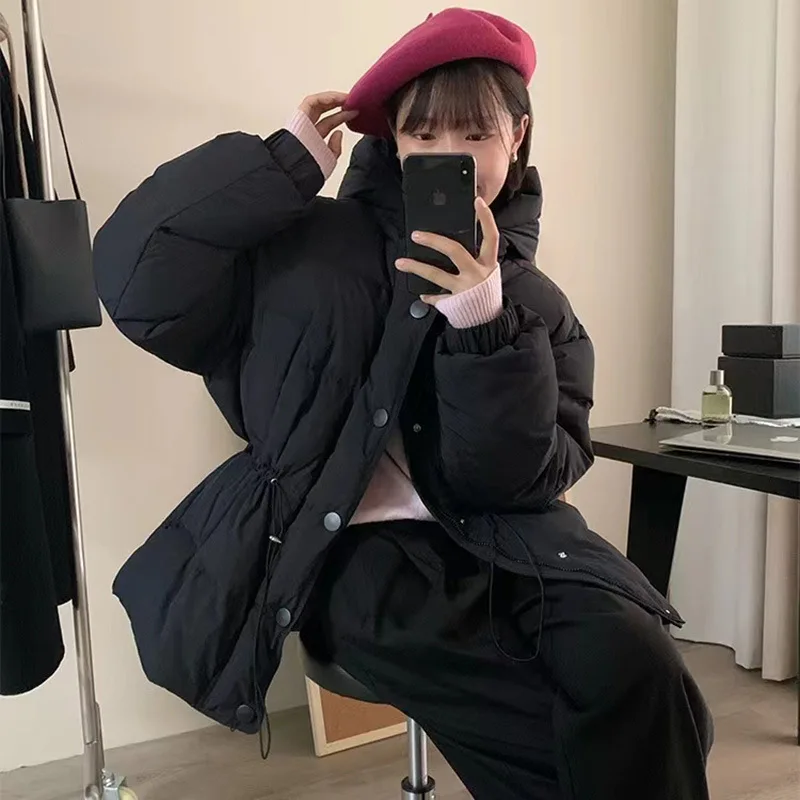 

Hooded down jacket women's 2022 winter Puffer Jacket Women New Loose And Thickened Waist Student Large Size Bread Clothes