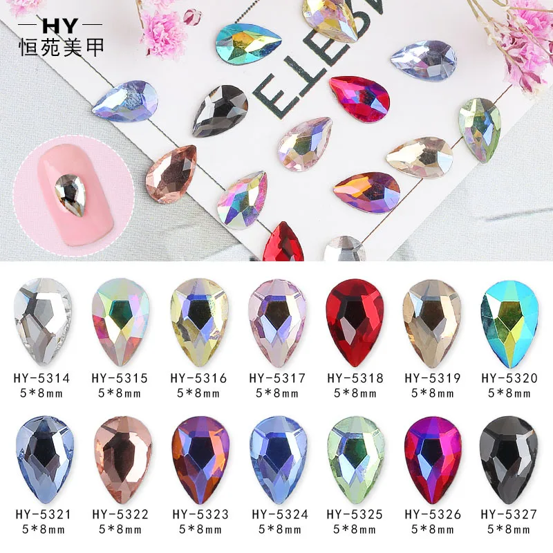 

Crystal Nail Rhinestones 3D Strass Fat Water Drop Stones AB Manicure Nail Art Decoration Charms Gem Jewelry Accessories