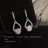 micro encrusted zircon earrings elegant french wedding party ball high end water drop earbobs superior shining earrings jewelry