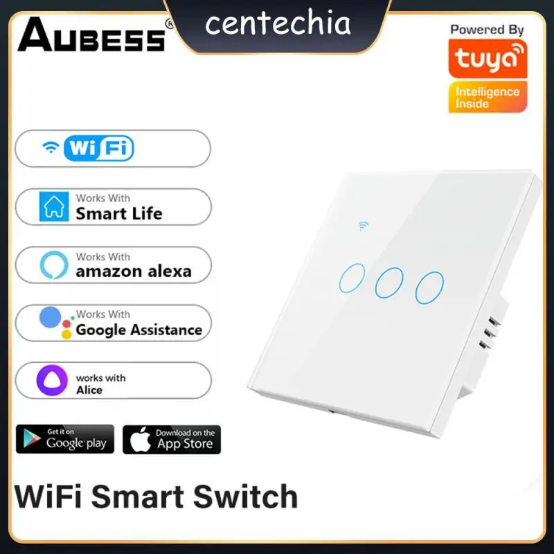 

Smart Life App Wireless Remote Control Switch Wifi Wall Panel Wireless Remote Control Smart Touch Switch App Control 1/2/3/4gang