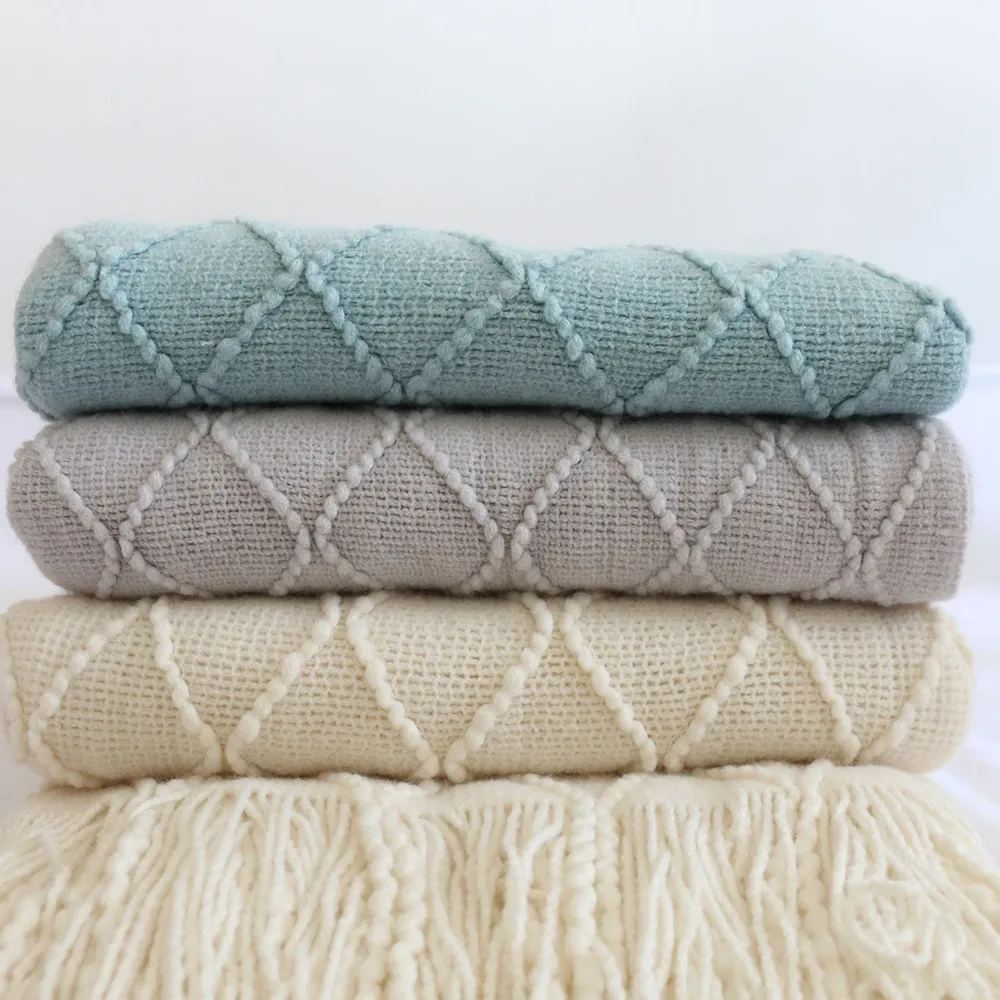 

Bohemia Plaid Blanket Super Soft Knitted Bed Blankets for Summer Winter Home Office Nap Throw Sofa Blanket Bedspread on The Bed