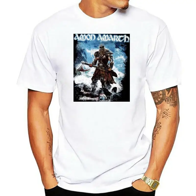 

Мужская двухсторонняя футболка AMON AMARTH Jomsviking Tour, Черная Мужская футболка для AMON AMARTH, 100% хлопок, модные футболки, Топ