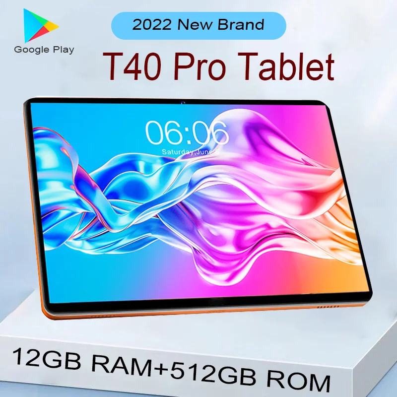 Планшет T40 Pro, 12 Гб ОЗУ 512 Гб ПЗУ, 10,1 дюймов, планшет Android 10, планшеты с Wi-Fi, планшетов с двумя SIM-картами