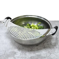 steel baffle drain pot pan strainer pasta spaghetti tool vegetables strainer kitchen drainage wash b9p5
