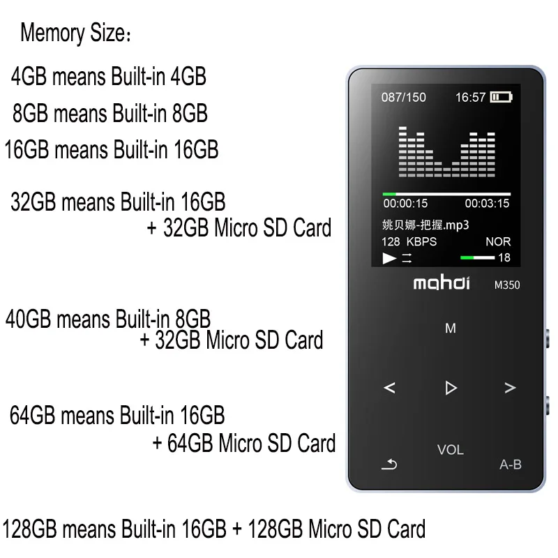 Bluetooth MP3 player metal built-in speaker 8G 16G HiFi Metal Mini Portable Walkman with E-book radio FM recording images - 6