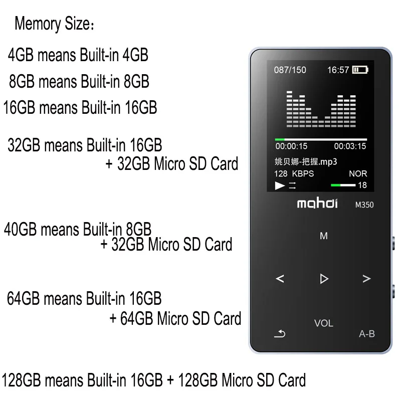 Mp3-плеер с Bluetooth металлическая Встроенная колонка 8 ГБ 16 Hi-Fi металлический