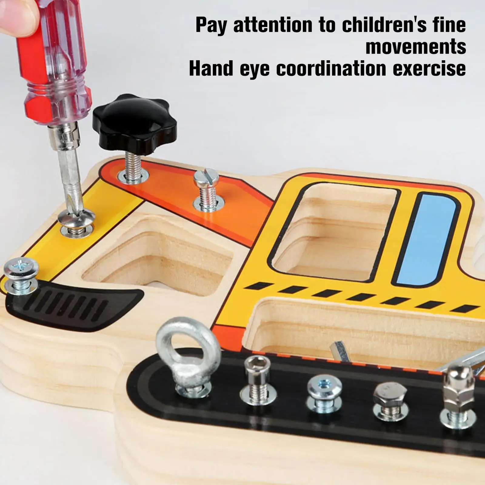 

Montessori Toy Educational Wooden Toys Car Excavator Screw Driver Busy Board Basic Skill Screw Bolt Screwdriver Toy Baby Toy