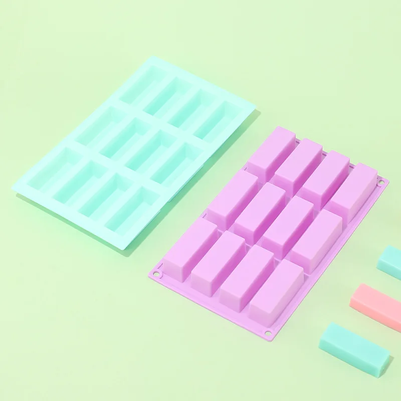 

12 Holes Small Strip Jelly Pudding Mold Silicone DIY Handmade Soap Clay Mould Chocolate Cake Decorating Baking Mold Bakeware