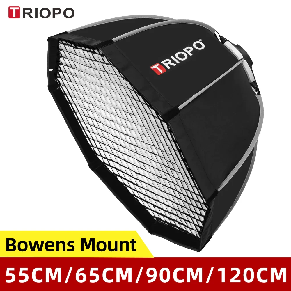 

Triopo 55cm 65cm 90cm Photo Portabe Bowens Mount Octagon Umbrella Softbox with Honeycomb Grid Outdoor Soft Box for Studio Strobe