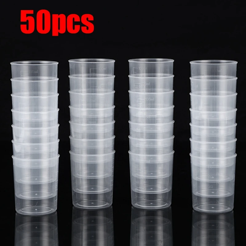 

50x10 0 мл пластиковый градуированный мерный стакан Прозрачная чашка для смешивания DIY лабораторный контейнер для смешивания