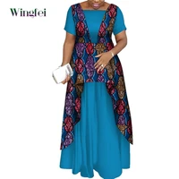 ankara fashion african dresses for women elegant lady party evening dress short sleeve pleated dashiki long robe dresses wy1925