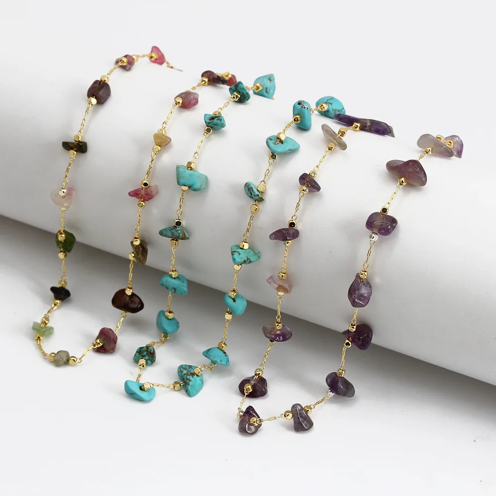 WT-BFN059 Новейший дизайн натуральный самородок ручной работы аметист бирюзовый