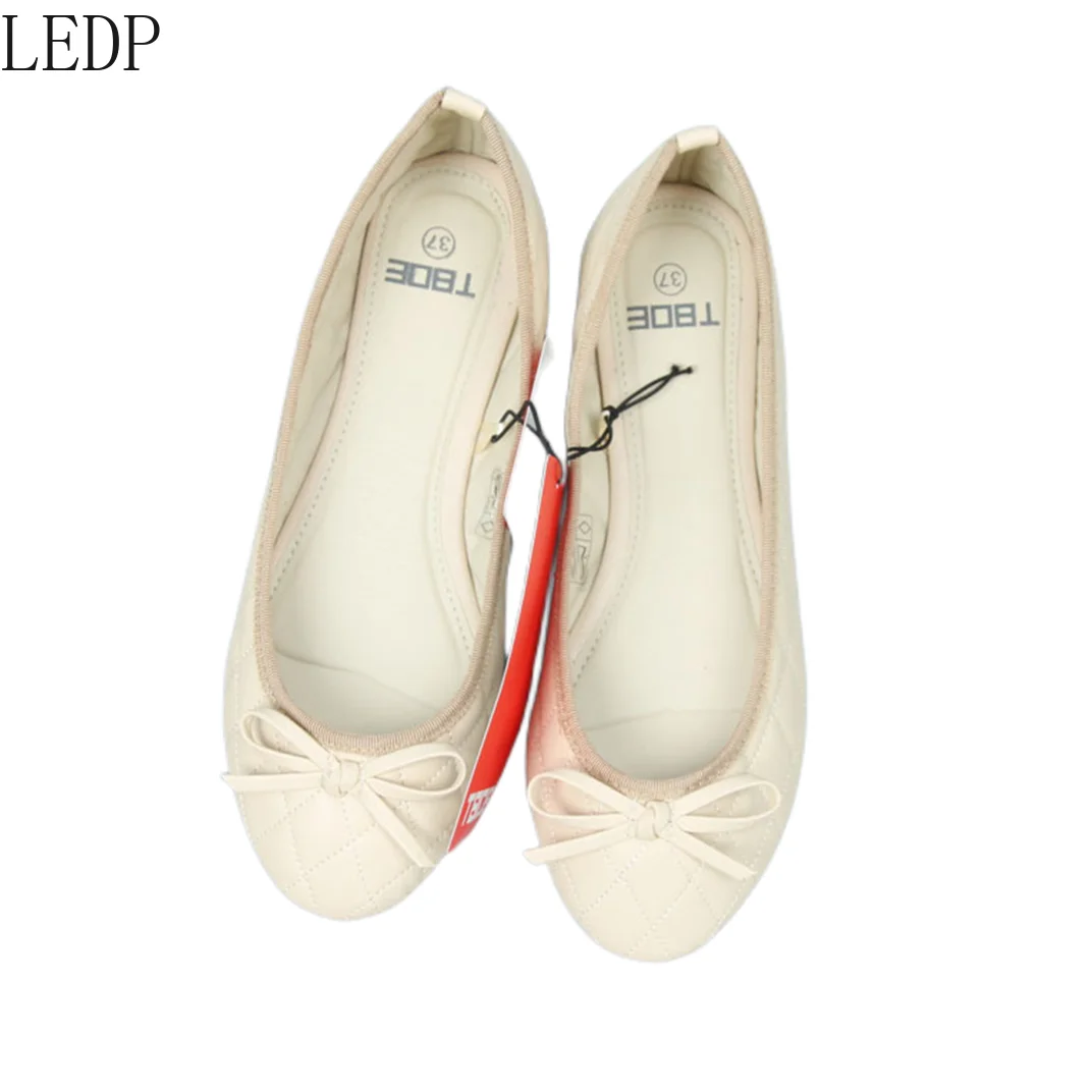 

2022 New Single Plaid Bow Flat Shoes Women's Single Shoes Large Size