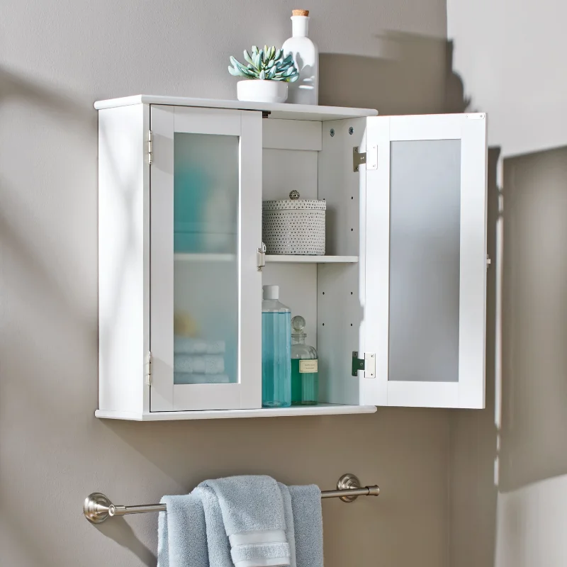 

White Bathroom Wall Cabinet with 1 Adjustable Shelf, Better Homes & Gardens Harborough home furniture storage cabinet