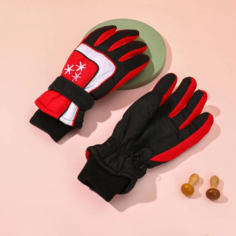 

1 Pair Ridding Gloves Breathable Long Cuff Kids Winter Gloves Contrast Colors Winter Gloves