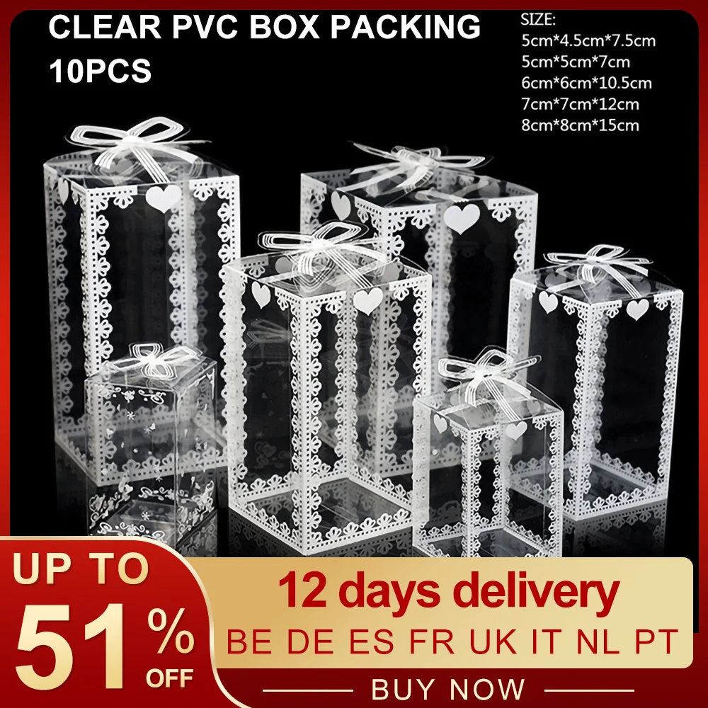 

10pcs New Clear PVC Box Packing Wedding/Christmas Favor Cake Packaging Chocolate Candy Dragee Apple Gift Event Transparent Box
