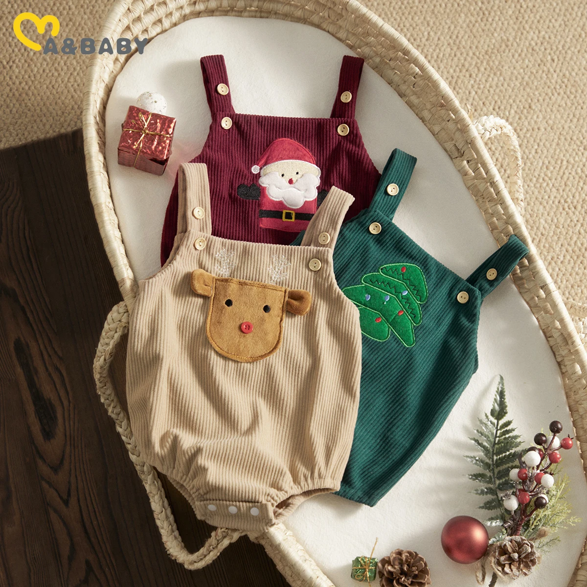 

ma&baby 0-18M Christmas Newborn Baby Romper Toddler Infant Boys Girls Corduroy Deer Santa Jumpsuit Cute Xmas Costumes Clothing