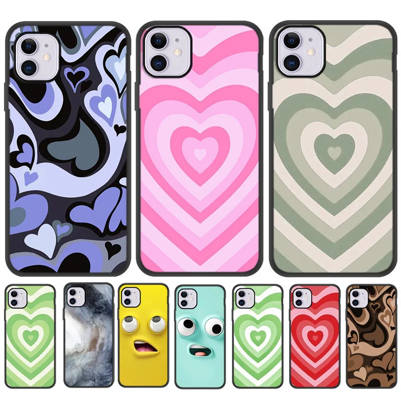 For iPhone 11 Case Love Heart Phone Case For iPhone 13 12 14 Pro Max 7 8 Plus XR XS Max X SE 2022 Cute Cartoon Smile Cover Funda