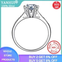 yanhui high quality original tibetan silver s925 wedding ring 6mm 1ct zirconia diamond finger rings for women engagement jewelry