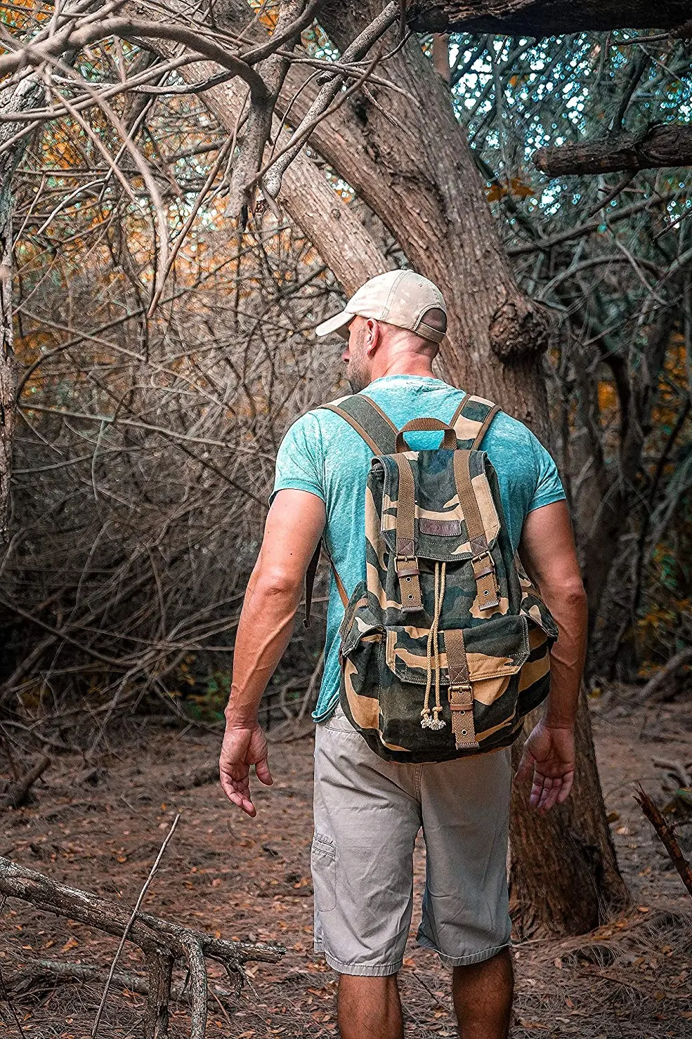 Mountaineering backpack, camera bag, multifunctional canvas outdoor travel waterproof leisure backpack SLR light photography bag