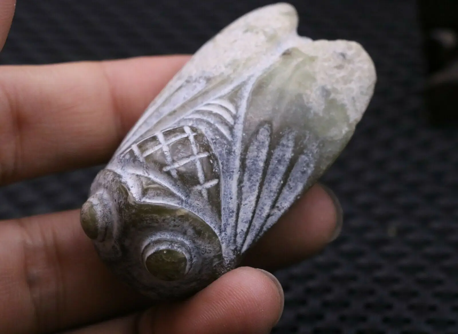 

Neolithic Hongshan Culture Old Jade Cicada of Immortality Totem Carving Amulet Timestown 20201128A