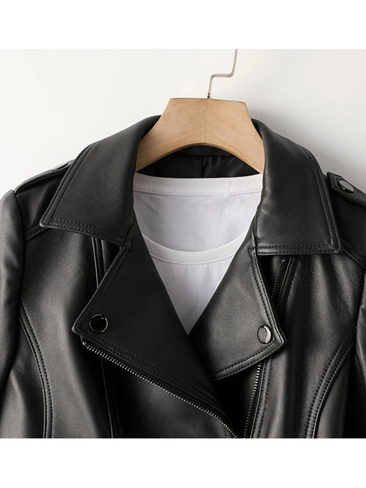 SEDUTMO Winter Faux Leather Jacket Women Biker Motorcycle Oversize Punk Coat Autumn Streetwear Casual Black Outerwear ED1907